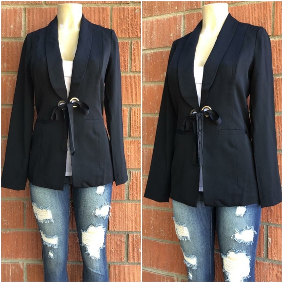 Anthropologie Black Blazer with Tie Detail - Picture 4 of 8